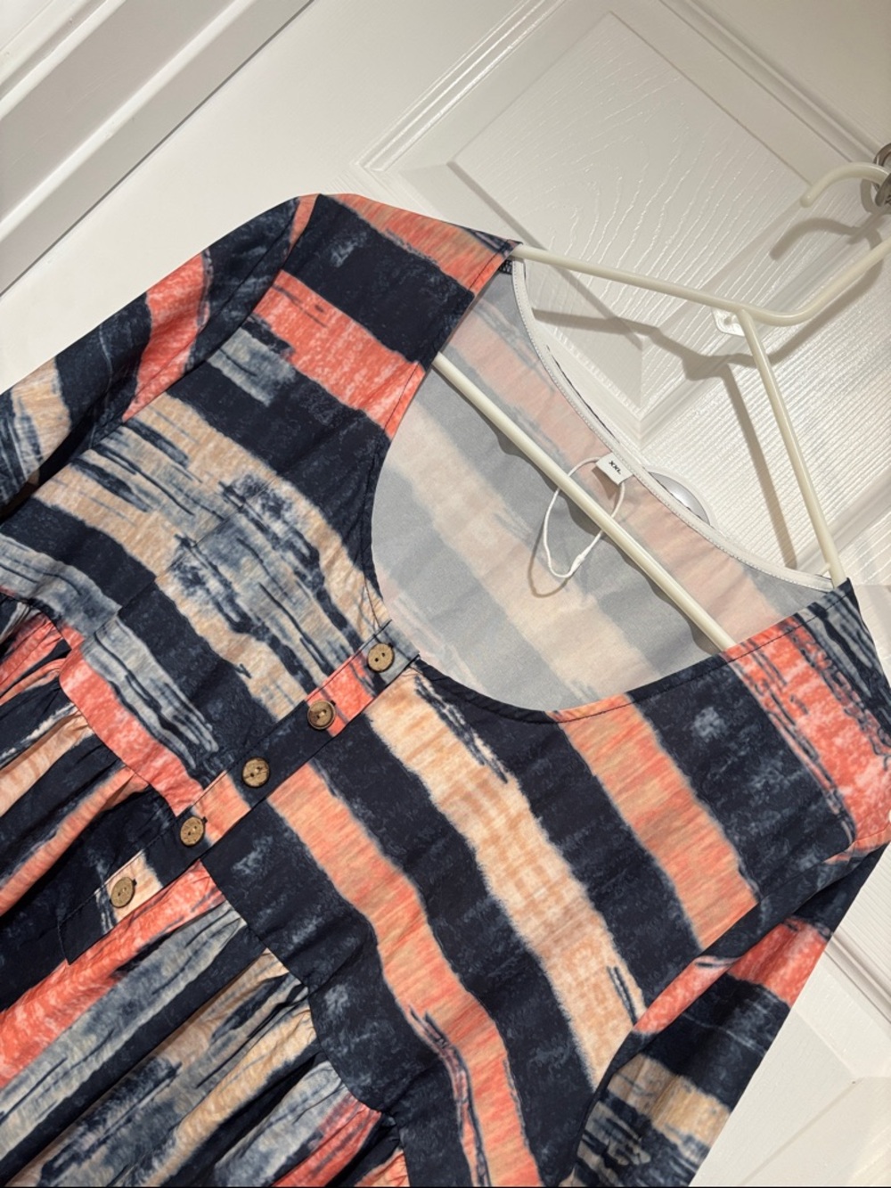 Striped Dress in Navy and Coral